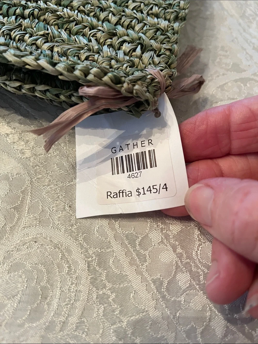 Handwoven Green Jute Seat Cushion — Neutral Rustic Dining Cushion